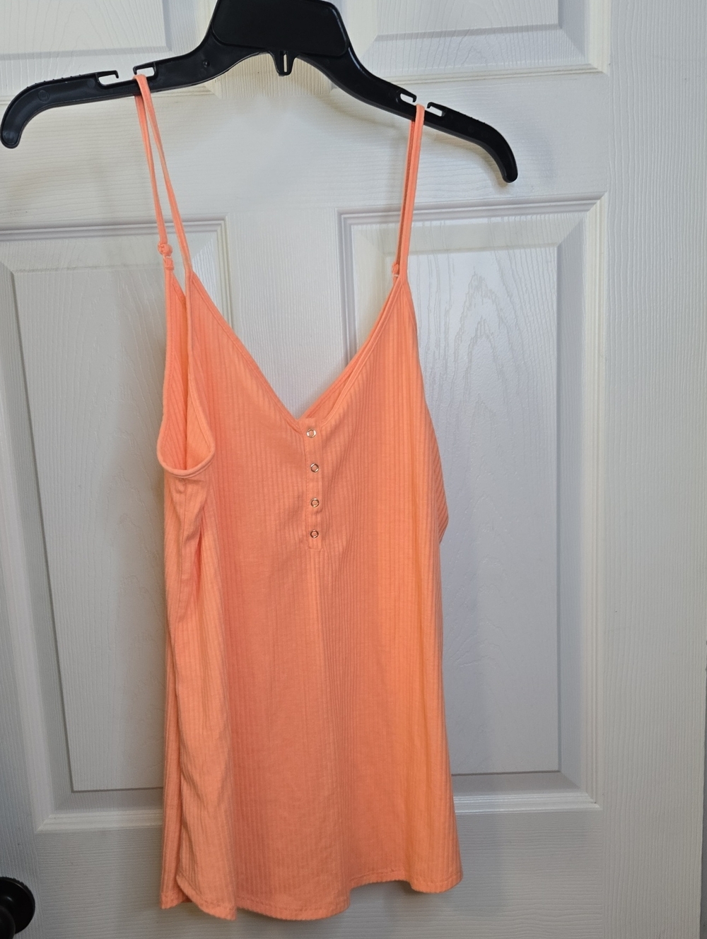 Zenana Outfitters Peach Ribbed V-Neck Cami with Buttons